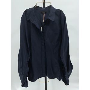 Quince 100% Organic Cotton Poplin Balloon Sleeve Shirt Blue M